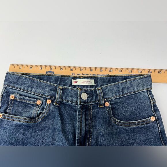 Levis High Rise Ankle Straight Raw Hem Jeans Girls 16 Adjustable Waist band - Picture 6 of 8